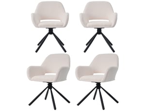 Lot de 4 chaises pivotantes de salle à manger en sherpa avec accoudoirs et dossier creux,blanc