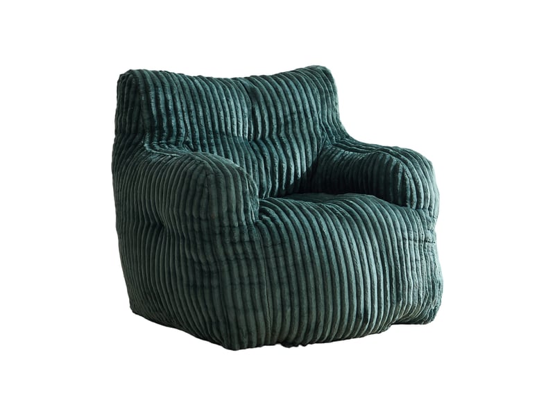  Fauteuil pouf 100 x 94 x 70 cm – vert – velours côtelé rembourré, assise moelleuse en mousse à mémoire  - Conforama D