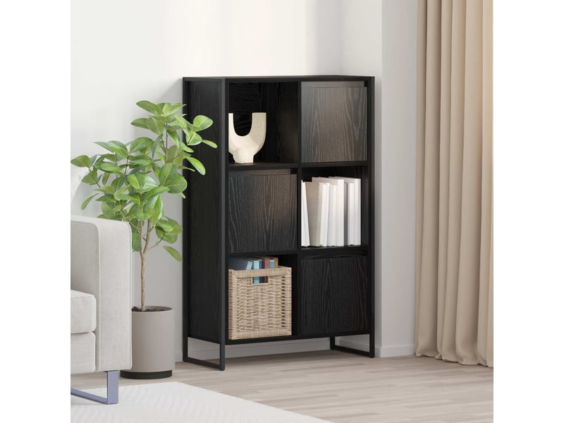  Bibliothèque, armoire à livres 68 x 30 x 108.5 cm bois d'ingénierie chêne noir  - Conforama B