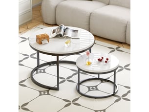 Table basse rond(e) coloris blanc CRAVDOM 