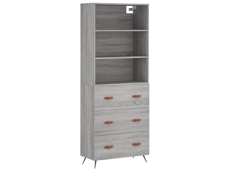  Buffet haut - bahut - meuble de rangement sonoma gris 69,5x34x180 cm bois d'ingénierie  - Conforama A