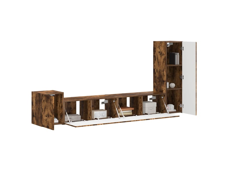  Ensemble meuble tv - banc tv - meuble de rangement 3 pcs chêne fumé bois d'ingénierie  - Conforama C