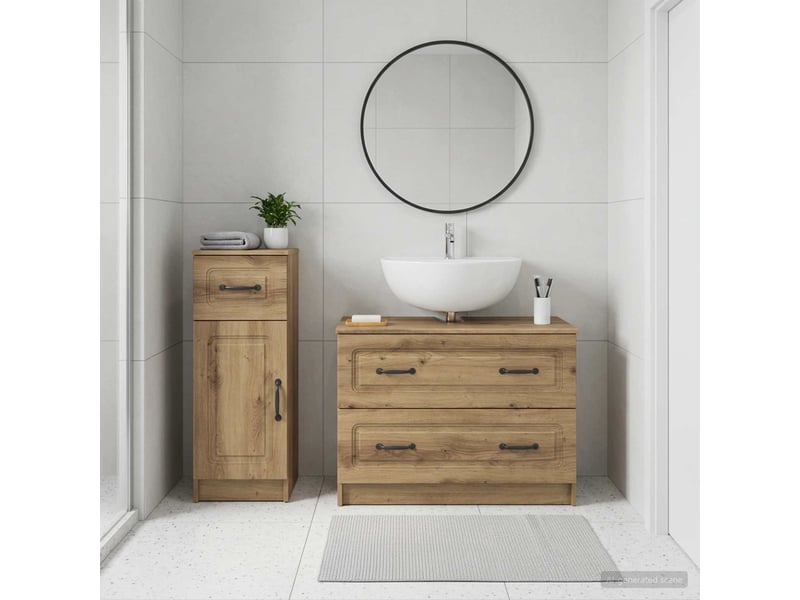  Ensemble de 2 meubles de salle de bain utrecht chêne artisanal cf63206  - Conforama B