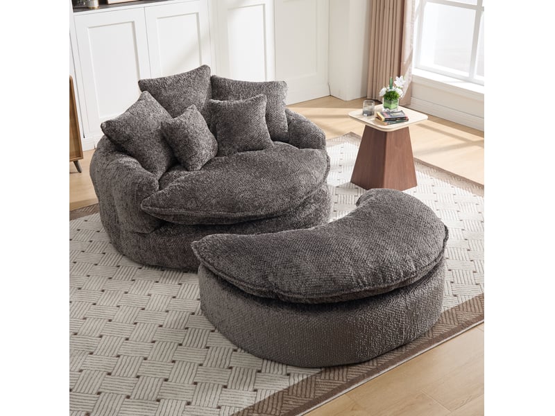  Fauteuil convertible modulaire réglable avec doubles accoudoirs et coussins pour salon en polyester gris  - Conforama B