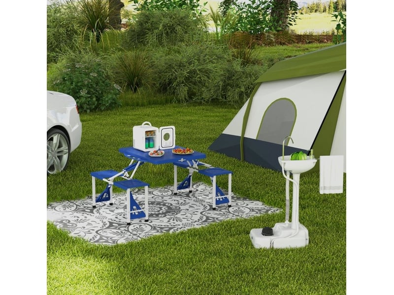  Lavabo mobile avec pompe à pied, réservoir 17 l, porte-serviettes et roulettes pour camping, blanc, 34 × 26 × 67 cm  - Conforama B