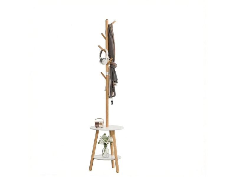  Portemanteau sur pied avec 5 crochets et étagères bambou et mdf 39.5 x 39.5 x 171 cm T5828P553598 - Conforama B