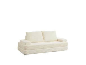Canapé 2 places - 211,5x106,5x67 cm - modulable avec dossiers triangulaires, coussins et accoudoirs - beige