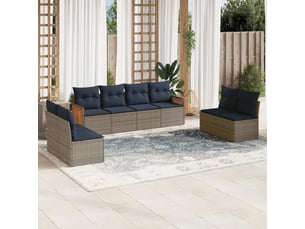Vidaxl ensemble de canapé de jardin 8 pcs avec coussins gris résine tressée