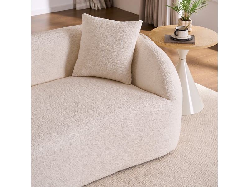  Canapé modulable 2 places courbé en chenille blanc crème, sans montage, 155x90x67 cm  - Conforama R