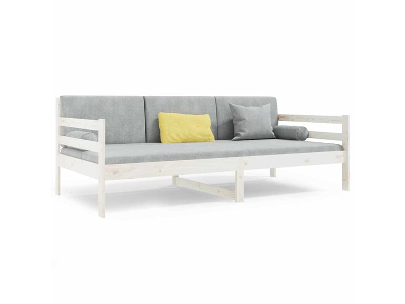 Lit simple- lit adulte - lit de jour sans matelas blanc 90x190 cm bois de pin massif - Conforama A