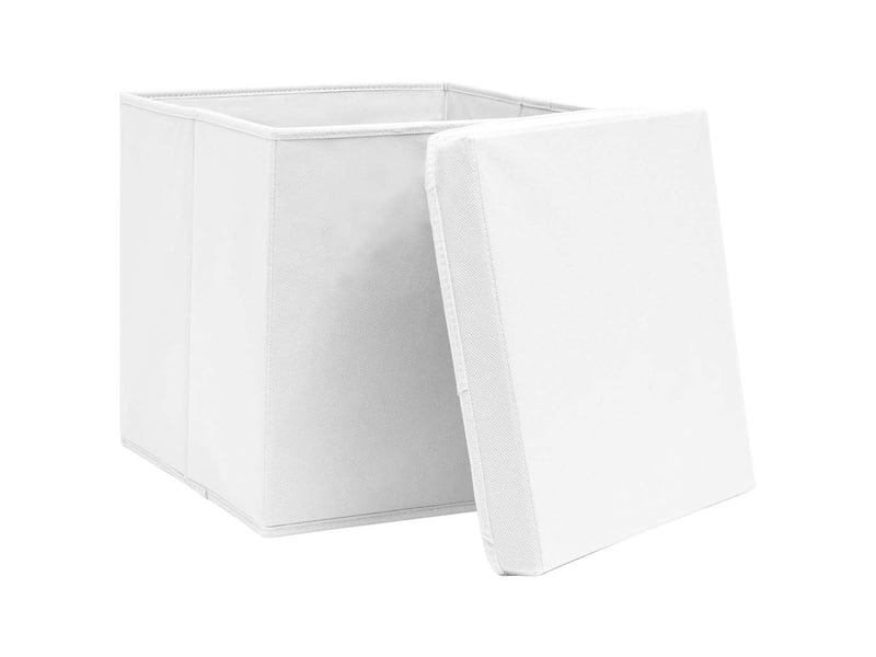 Boîtes de rangement avec couvercle 10pcs blanc 32x32x32cm tissu  - Conforama C