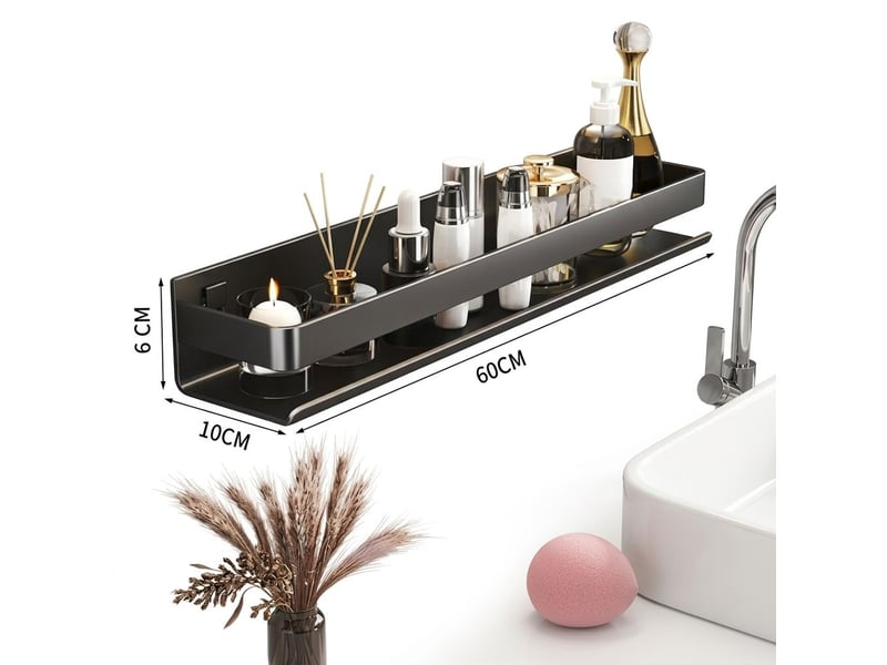 Étagère murale de salle de bain sans perçage 60 cm – inox 304 noir - Conforama B