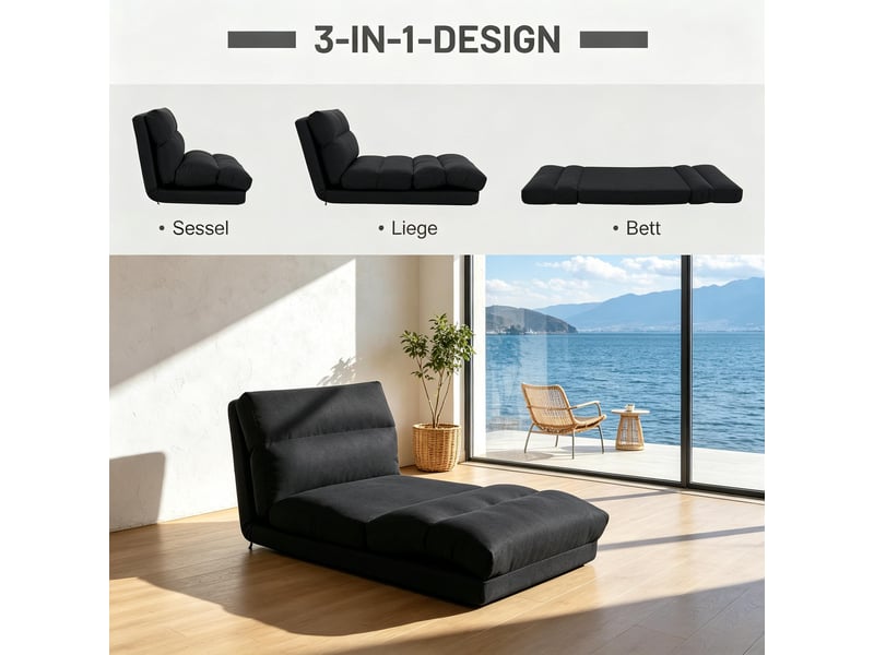  Fauteuil relax réglable au sol convertible, canapé pliable en tissu doux avec inclinaison 90-180°  - Conforama E