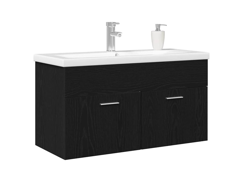 Armoire de salle de bain, cabinet de salle de bain chêne noir 90 x 38,5 x 46 cm cf65073 - Conforama C
