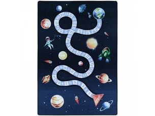 Planetes - tapis enfant lavable bleu 100 x 150 cm