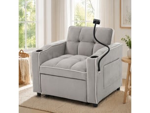 Fauteuil convertible   Velours gris