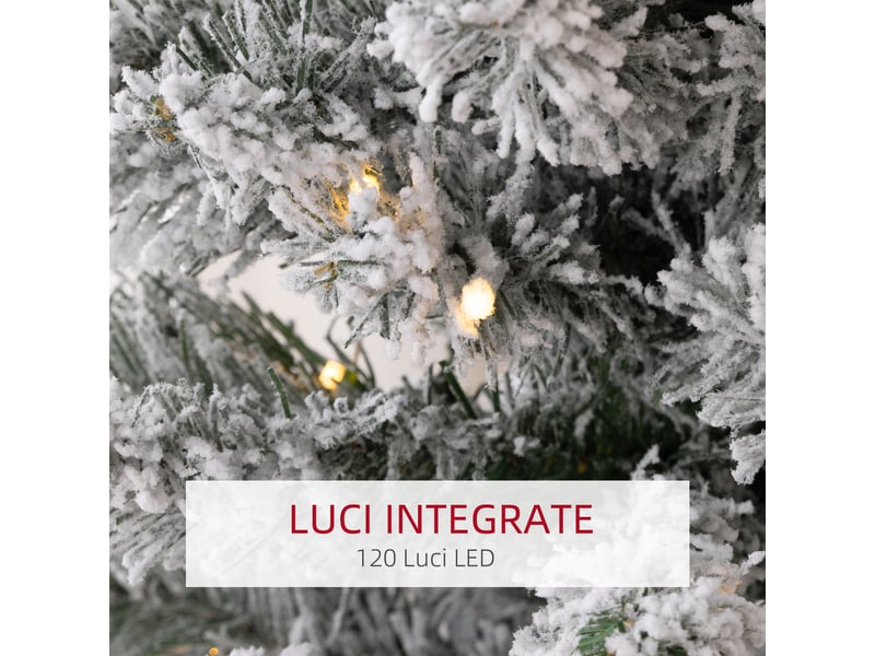  Sapin de noël enneigé avec 263 branches et lumières led blanches, en plastique et métal, ø45 x 150 cm, vert  - Conforama E