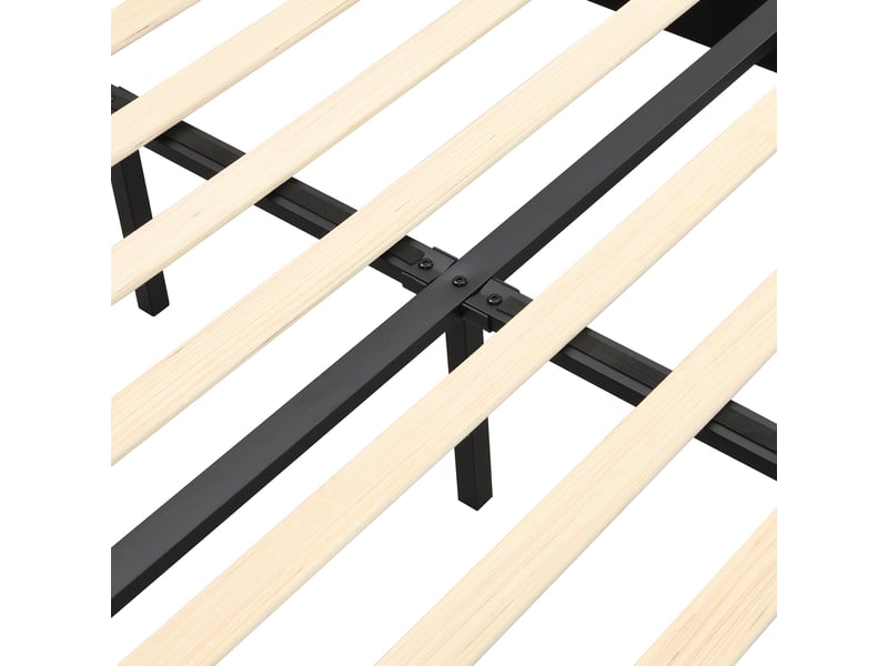  Lit enfant 140x190 cm, tête de lit, design capitonné à boutons, sommier, lin beige, sans matelas  - Conforama D