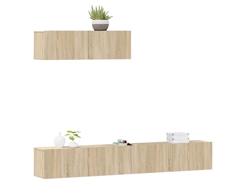  Ensemble de meubles tv 3 pcs chêne sonoma bois d'ingénierie shl34602  - Conforama C