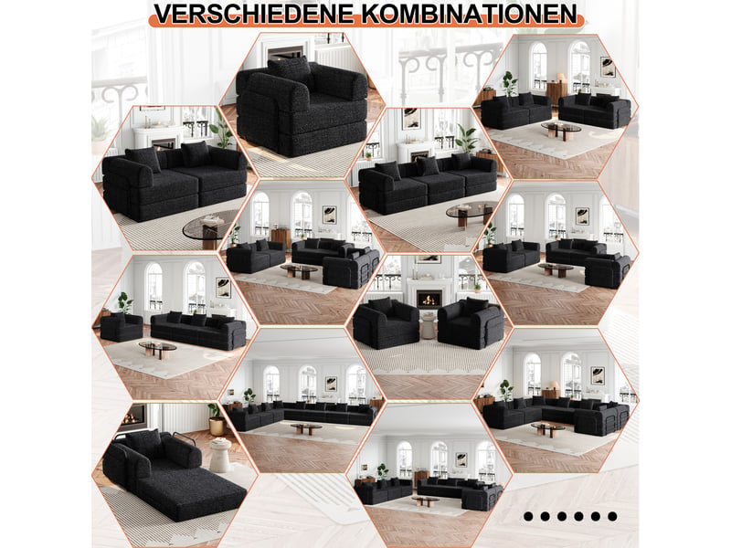 Canapé convertible - rangement dans l'accoudoir - configuration modulable - tissu chenille - vert - Conforama E