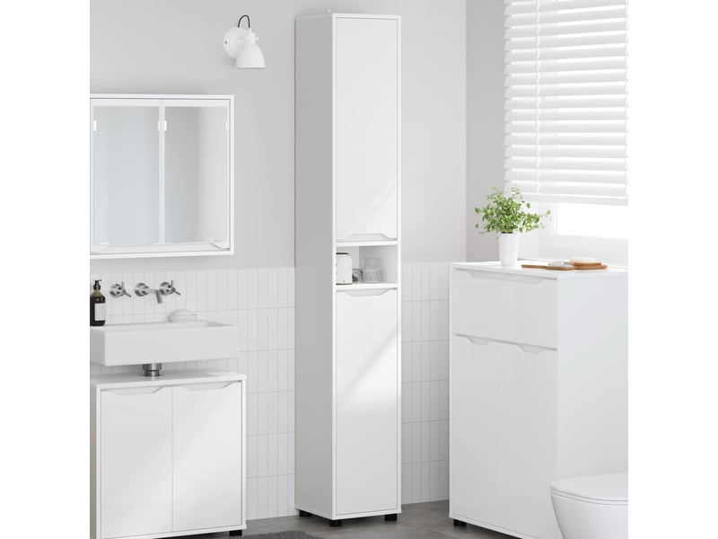  Cabinet de salle de bain, meuble de rangement blanc 30.5x30x195 cm  - Conforama B