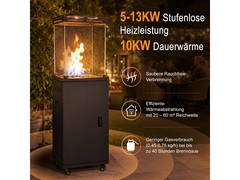  Zmh chauffage de terrasse en métal 13kw chauffage extérieur mobile sur roues pour jardin terrasse et balcon  - Conforama D