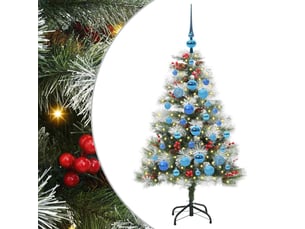 Sapin de noël artificiel, arbre de noël vert et blanc 120 cm shl3484