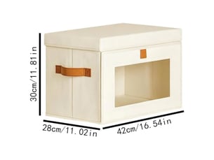Lot de 4 bacs de rangement pliables en toile oxford beige avec fenêtre – organiseur pour vêtements et dressing