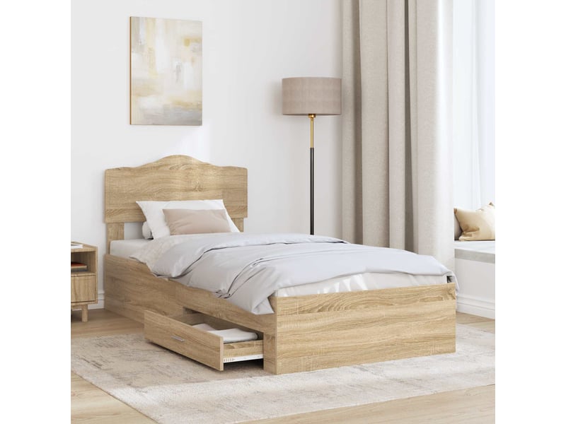  Lit simple- lit adulte -  cadre de lit chêne sonoma 70 x 190 cm bois d'ingénierie  - Conforama B