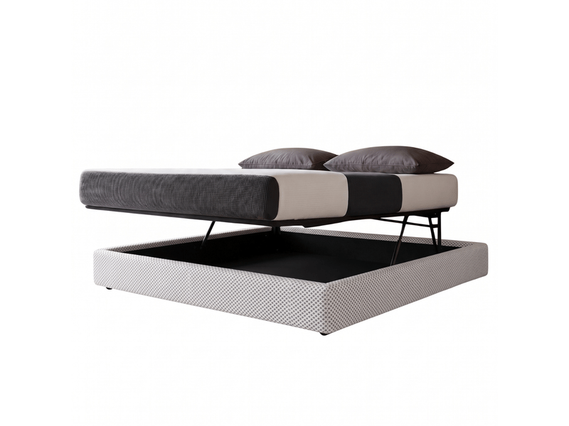 Lit coffre ouverture latérale et frontale 200x200 cm - tissu mesh 3d blanc - collection parallèle C02-LTC74-P 200/200 3DBL - Conforama A