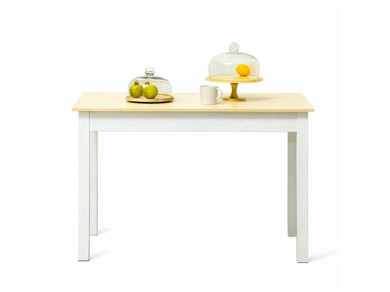  Table de salle à manger pour 4 à 6 personnes avec surface rectangulaire, en panneau aggloméré, chêne blanc, 119×70×75 cm  - Conforama A
