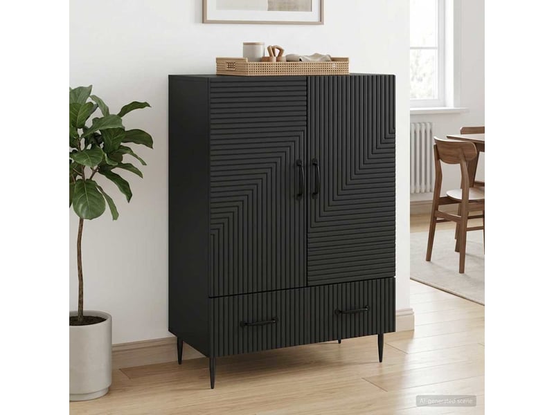 Buffet - bahut - meuble de rangement avec tiroir noir 66 x 34,5 x 95 cm bois d'ingénierie - Conforama B