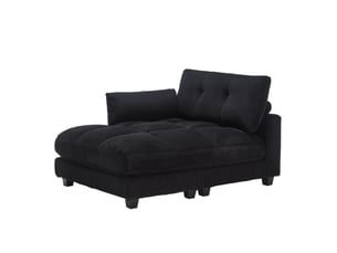 Fauteuil relax fixe en velours côtelé noir avec usb, porte-gobelets et poche latérale, 112 × 140 × 81 cm