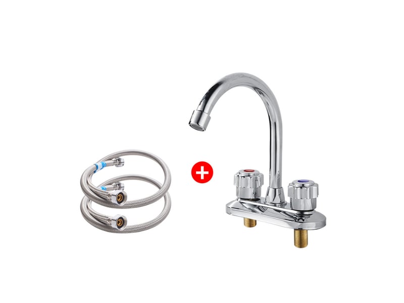  Robinet de lavabo de salle de bain, 2 poignées robinet de cuisine chaud et froid, robinet d'eau de lavabo, robinet d'évier pour salle de bain  - Conforama A
