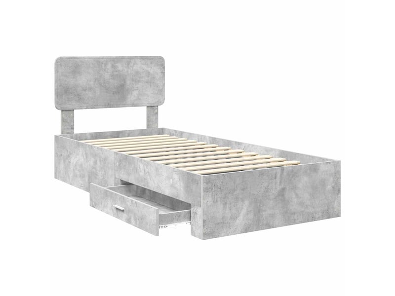 Lit simple- lit adulte - cadre de lit gris béton 100 x 200 cm bois d'ingénierie - Conforama D