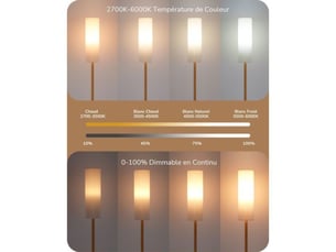 Lampadaire sur pied tissu lin 165 cm or gradation telecommande e27 2700k-6000k