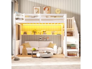 Lit mezzanine 90x200 cm <strong></strong>  <strong>CozyNest</strong> coloris blanc