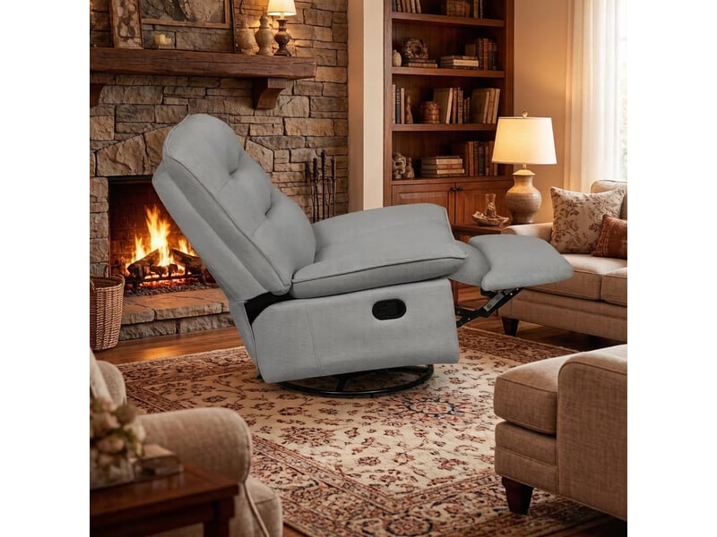 Fauteuil relax moderne à bascule, chaise longue rembourrée pour salon - Conforama D
