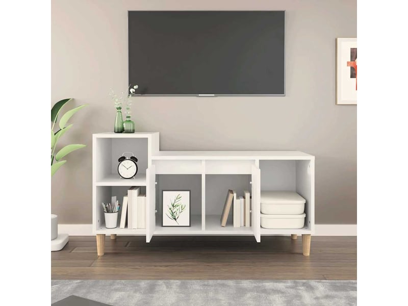  Meuble tv - banc tv - meuble de rangement blanc 100x35x55 cm bois d'ingénierie  - Conforama C