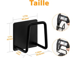 Lot de 2 supports éponge en inox 304 adhésifs, crochet d'évier de cuisine sans perçage, rangement pour éponge et torchon, fixation forte et durable, noir
