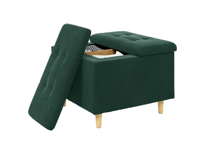  Ottoman, repose pied salon avec rangement vert foncé 60x60x45 cm velours  - Conforama C