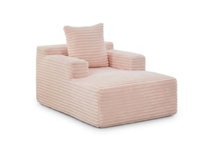 Chaise longue canapé en velours côtelé - méridienne confortable sans montage fauteuil relax de salon et bureau 1 place - rose