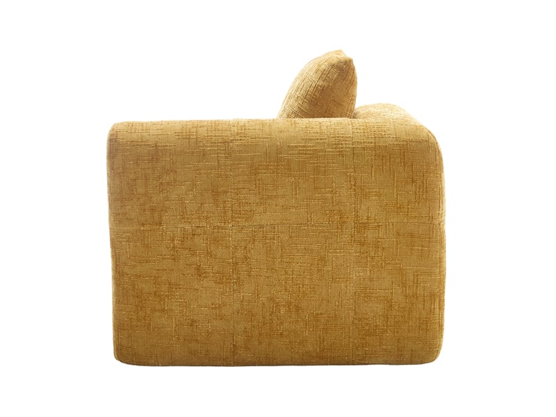  Canapé chaise longue fixe 1 place en tissu jaune avec coussin et poches latérales, confort moelleux contemporain  - Conforama D