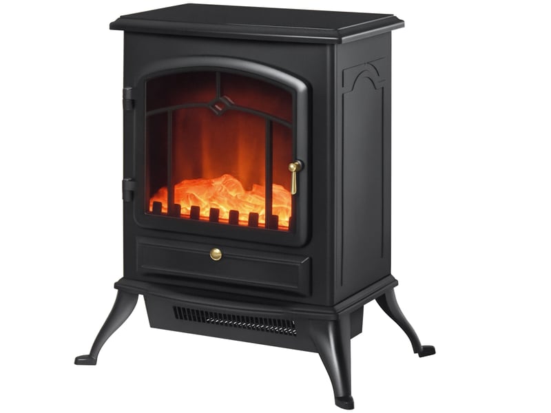  Cheminée électrique à effet de flamme poêle style rétro thermostat 10002000 w anti surchauffe noir  - Conforama A