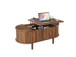 Table basse réglable avec rangements - vintage, pieds en bois massif - salon multifonctionnel