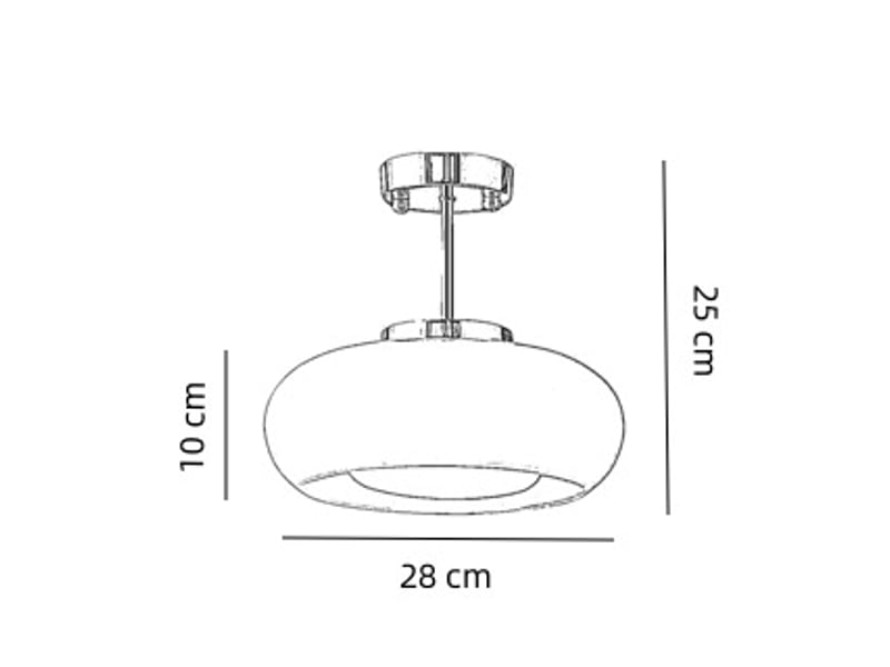  Plafonnier chrome 12 w ø28 cm, design moderne mid-century, lampe de plafond nordique  - Conforama D