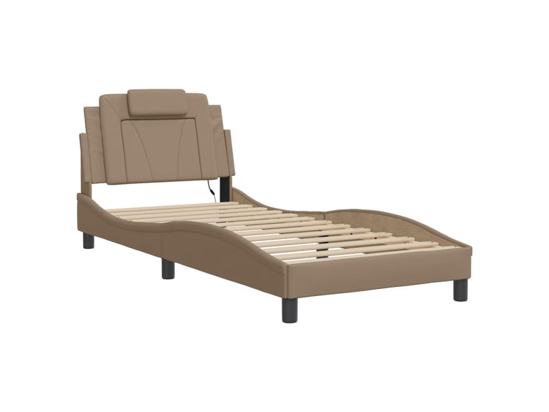  Lit adulte, lit simple, cadre de lit viana avec led sans matelas cappuccino 80x200cm cf16625  - Conforama C