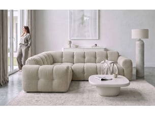Canapé d'angle gauche fixe MIUFORM Picco 6 places Tissu Beige