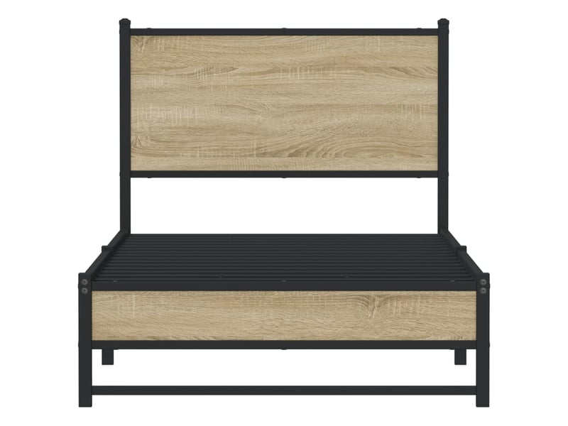  Lit simple- lit adulte -  cadre de lit en métal sans matelas chêne sonoma 80x200 cm  - Conforama D
