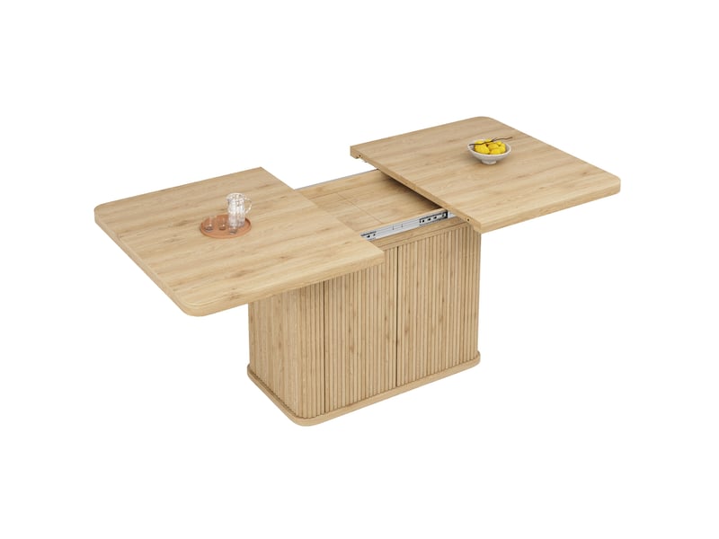  Table à manger extensible avec rangement 140-180x80x76,5 cm effet bois clair  - Conforama D